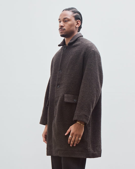 Big Coat, Dark Brown Brushed Wool Coating