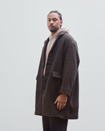 Big Coat, Dark Brown Brushed Wool Coating