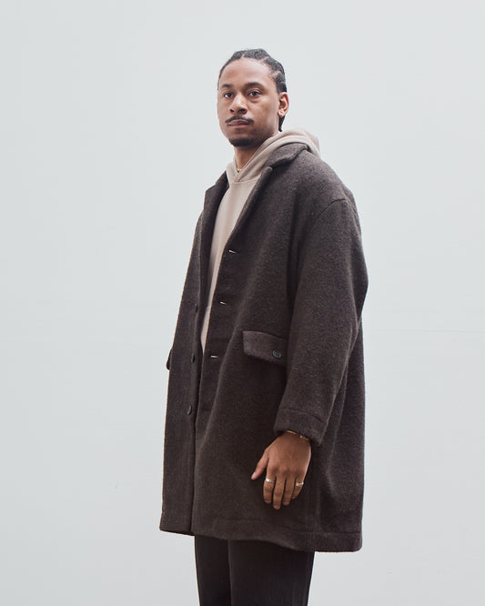 Big Coat, Dark Brown Brushed Wool Coating