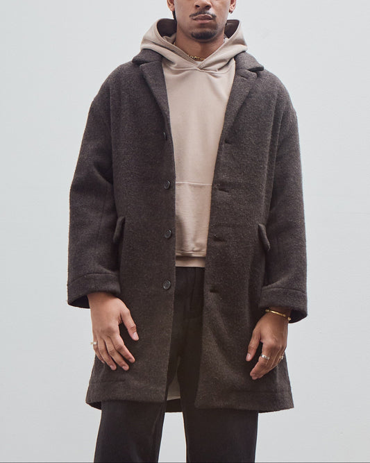 Big Coat, Dark Brown Brushed Wool Coating