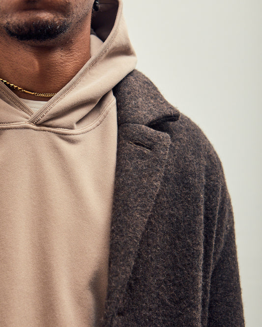 Big Coat, Dark Brown Brushed Wool Coating