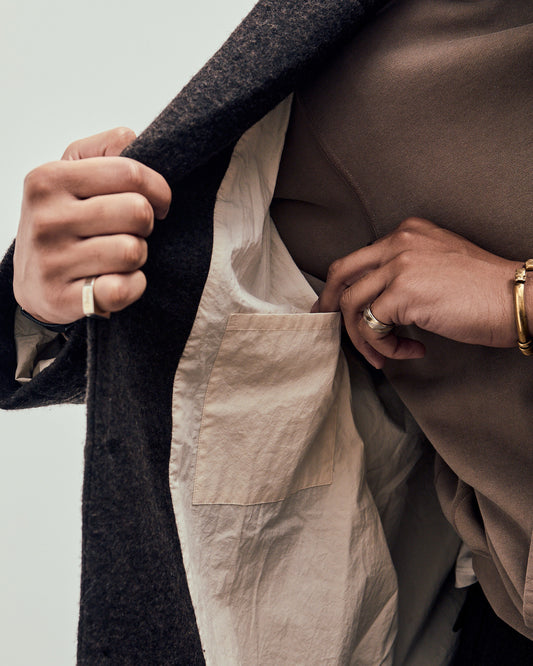 Big Coat, Dark Brown Brushed Wool Coating