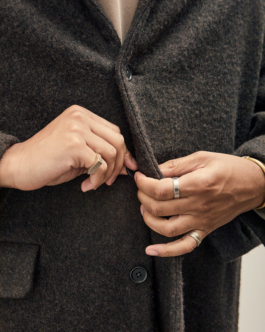 Big Coat, Dark Brown Brushed Wool Coating