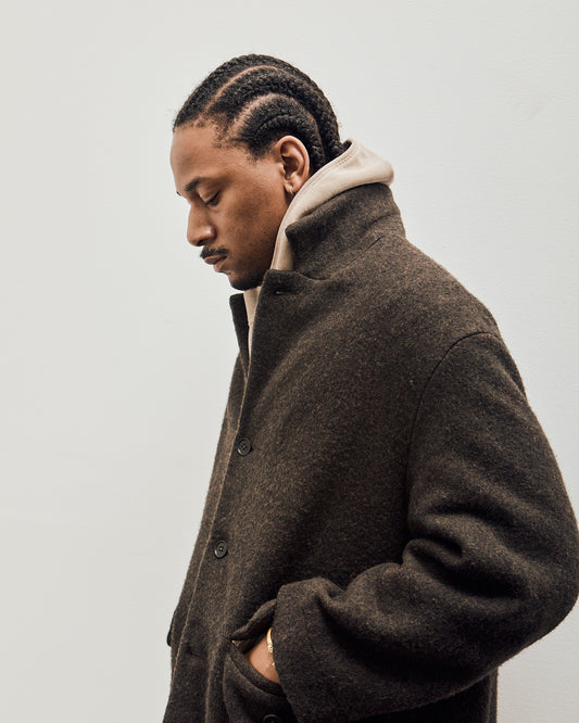 Big Coat, Dark Brown Brushed Wool Coating