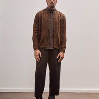 Crewneck Cardigan, Dark Olive Top Dyed Wool