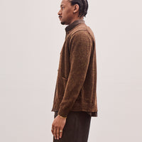 Crewneck Cardigan, Dark Olive Top Dyed Wool