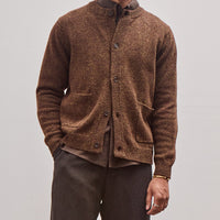 Crewneck Cardigan, Dark Olive Top Dyed Wool
