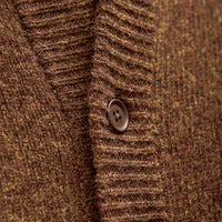 Crewneck Cardigan, Dark Olive Top Dyed Wool