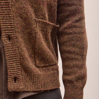 Crewneck Cardigan, Dark Olive Top Dyed Wool