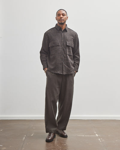 Evan Kinori Big Shirt, Black/Brown Check