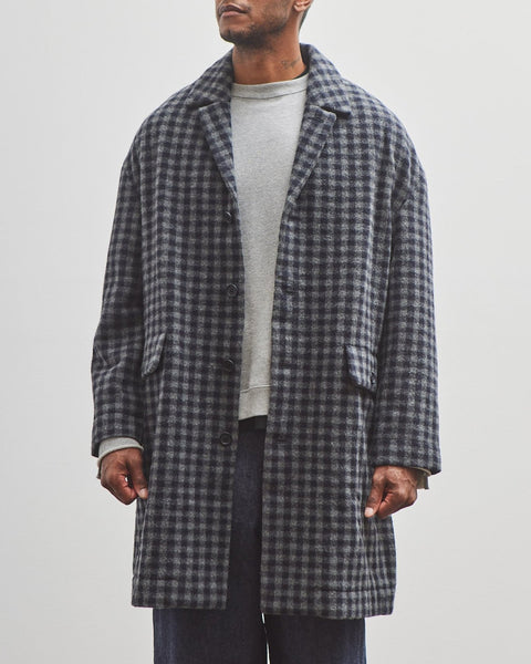 evan kinori  Big Coat  コート Evan Kinori Big Coat, Navy/Grey – Glasswing