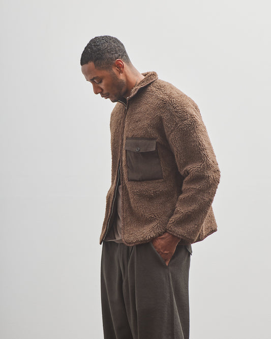 Evan Kinori Fleece Jacket, Undyed Brown