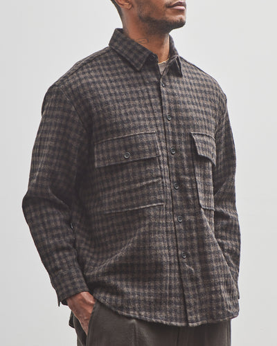 Evan Kinori Big Shirt, Black/Brown Check