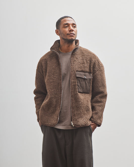 Evan Kinori Fleece Jacket, Undyed Brown