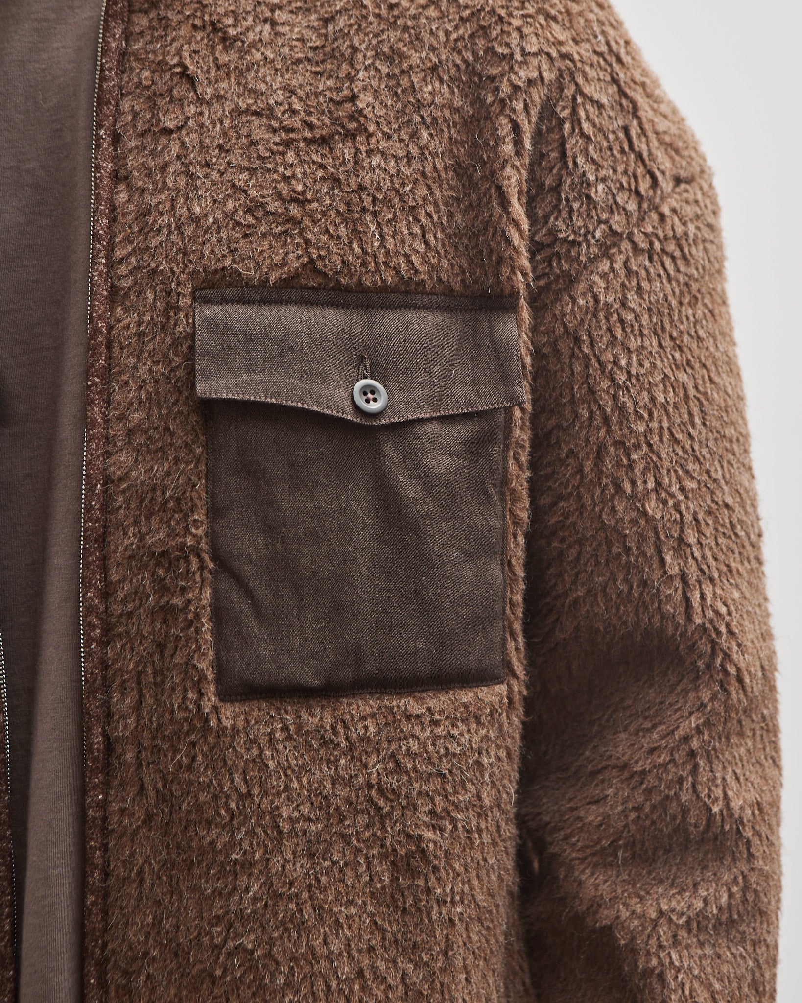 Evan Kinori Fleece Jacket, Undyed Brown – Glasswing