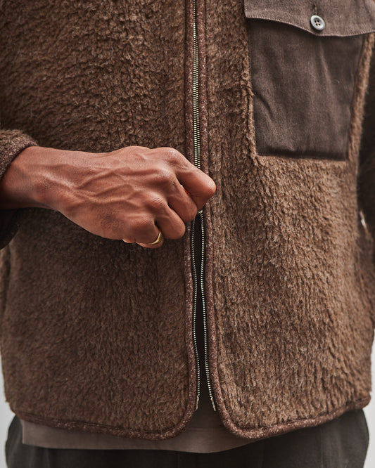 Evan Kinori Fleece Jacket, Undyed Brown