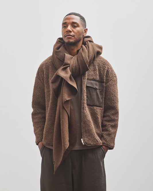 Evan Kinori Woven Scarf, Undyed Brown