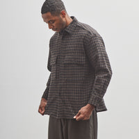 Evan Kinori Big Shirt, Black/Brown Check