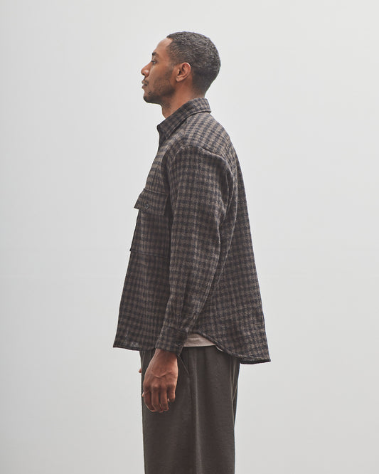 Evan Kinori Big Shirt, Black/Brown Check