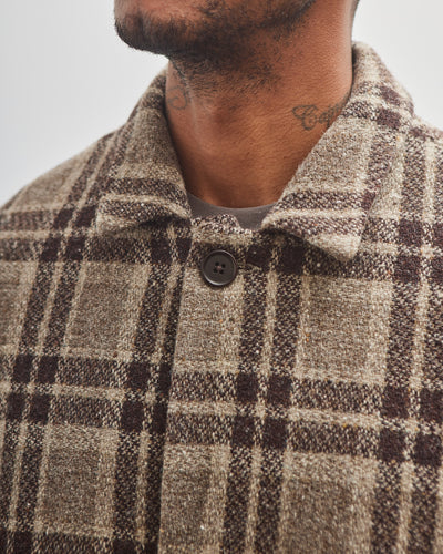 Evan Kinori Big Coat, Beige/Brown Check