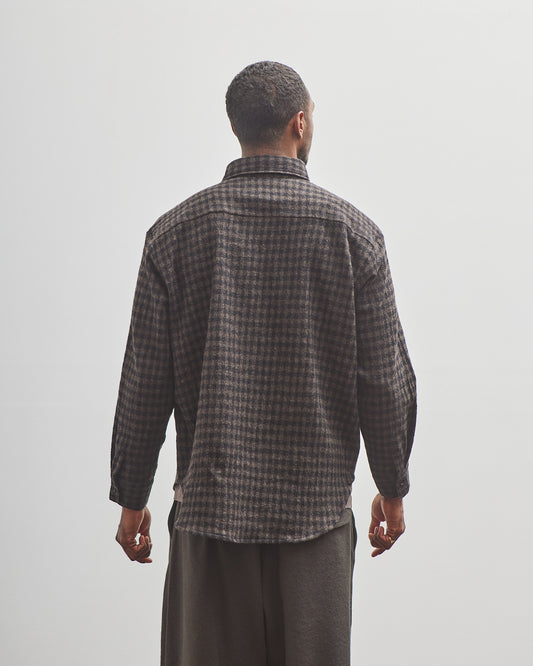 Evan Kinori Big Shirt, Black/Brown Check