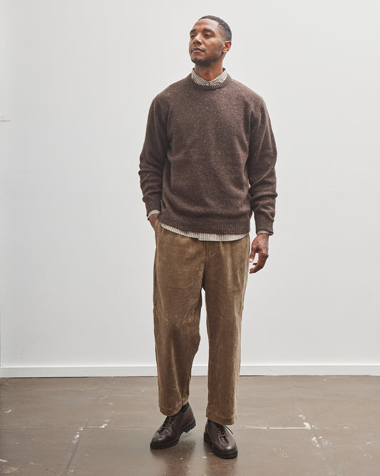 Evan Kinori Crewneck Sweater, Brown Donegal