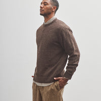 Evan Kinori Crewneck Sweater, Brown Donegal
