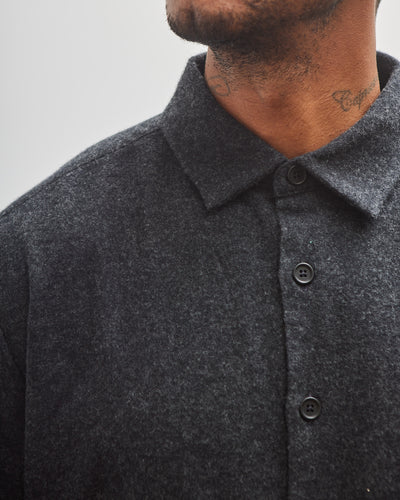 Evan Kinori Flat Hem Shirt, Charcoal