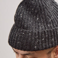 Knit Hat, Black Wool Cashmere Tweed
