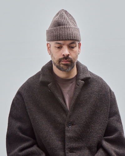 Knit Hat, Brown Wool Melange