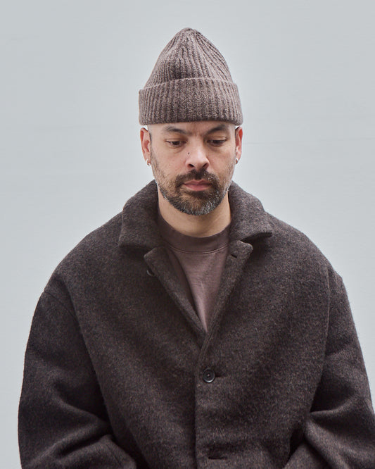 Knit Hat, Brown Wool Melange