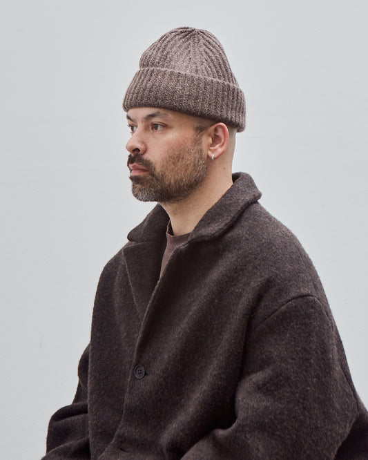 Knit Hat, Brown Wool Melange