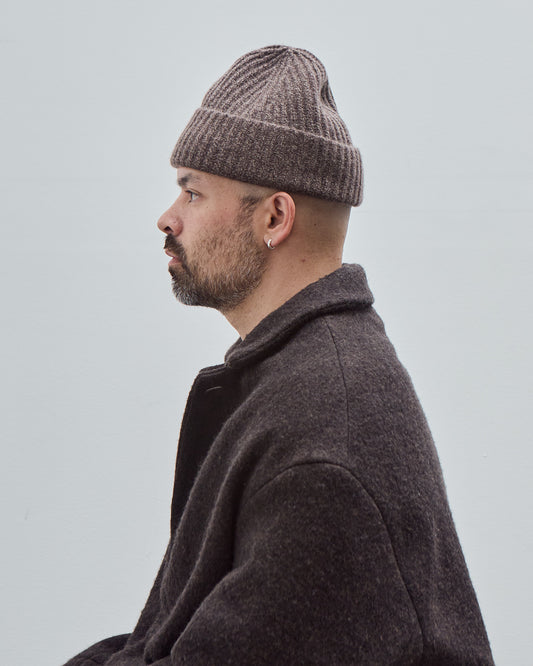 Knit Hat, Brown Wool Melange