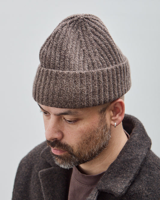 Knit Hat, Brown Wool Melange