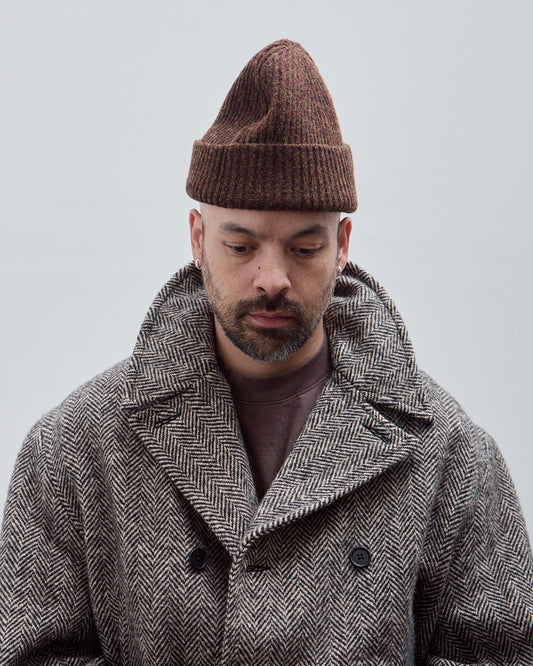 Knit Hat, Dark Olive Top Dyed Wool