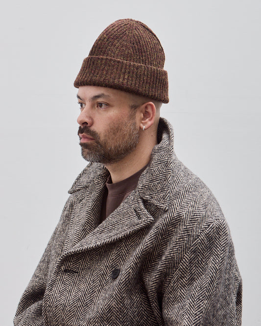 Knit Hat, Dark Olive Top Dyed Wool