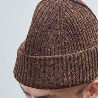 Knit Hat, Dark Olive Top Dyed Wool