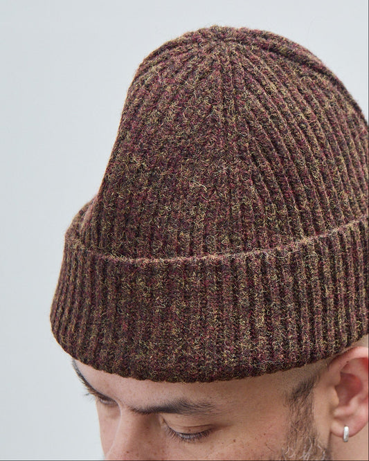 Knit Hat, Dark Olive Top Dyed Wool