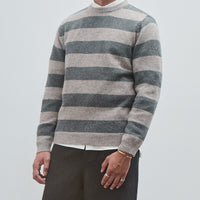 Striped Sweater, Grey Top Dyed Wool