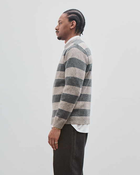 Striped Sweater, Grey Top Dyed Wool