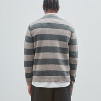 Striped Sweater, Grey Top Dyed Wool