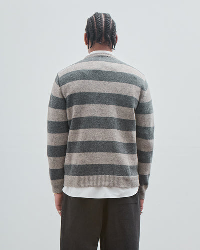 Striped Sweater, Grey Top Dyed Wool