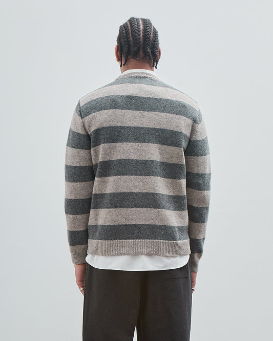Striped Sweater, Grey Top Dyed Wool