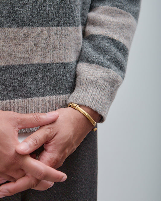 Striped Sweater, Grey Top Dyed Wool