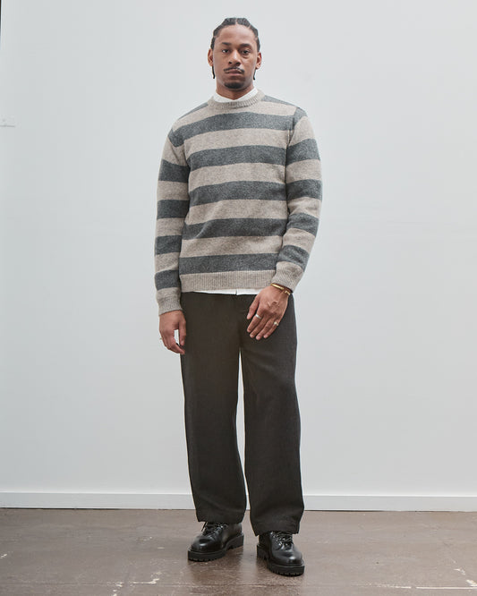 Striped Sweater, Grey Top Dyed Wool