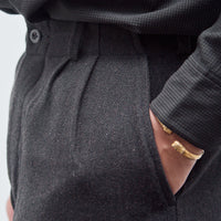 Two Pleat Pant, Wool Linen Herringbone