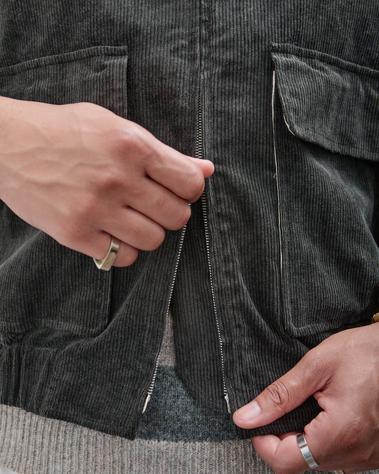 Zip Jacket Two Corduroy, Carbon Dyed Corduroy