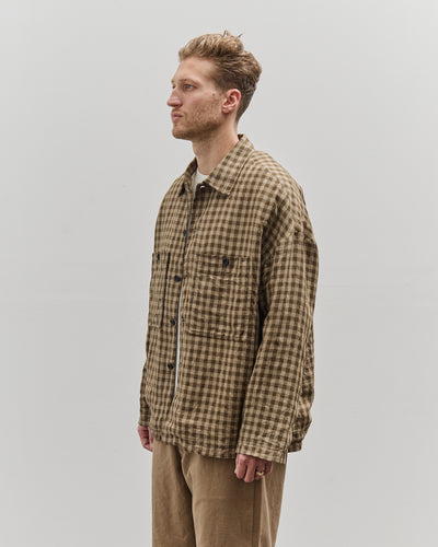 Evan Kinori Field Shirt Two, Beige/Brown