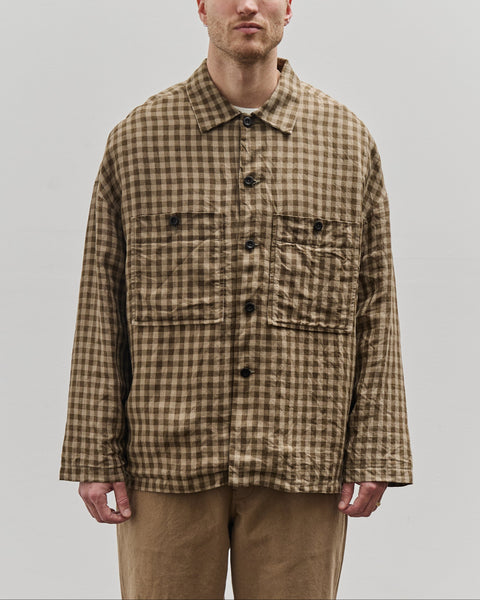 【evanKimori 】BIGcheck（Field Shirt）エバンキノリ Evan Kinori Field Shirt Two, Beige/Brown – Glasswing