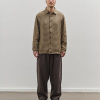 Evan Kinori Flat Hem Shirt, Beige/Brown